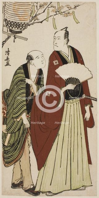The Actor Ichikawa Danjuro V and his attendant, from an untitled series of prints showing..., c1783. Creator: Torii Kiyonaga.