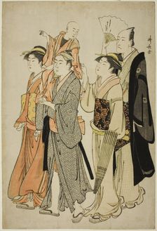 The Actor Ichikawa Danjuro V and his family, from an untitled series of four prints..., c. 1783/84. Creator: Torii Kiyonaga