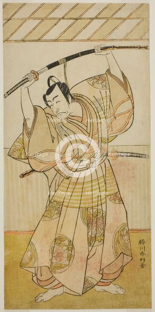 The Actor Ichikawa Danjuro V as Taira no Munekiyo (?) from the Play Kitekaeru Nishiki..., c. 1780. Creator: Katsukawa Shunko.