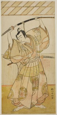 The Actor Ichikawa Danjuro V as Taira no Munekiyo (?) from the Play Kitekaeru Nishiki..., c. 1780. Creator: Katsukawa Shunko