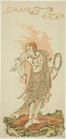 The Actor Ichikawa Danjuro V as the Buddhist Deity Fudo in the Final Scene from Part On..., c. 1771. Creator: Shunsho