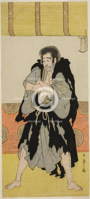 The Actor Ichikawa Danjuro V as the Monk Mongaku Disguised as Seizaemon Bozu in the..., c. 1784. Creator: Shunsho.