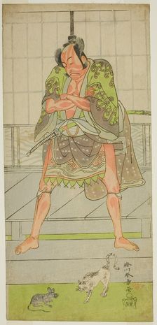 The Actor Ichikawa Danjuro V as the Yakko Matsueda Sakinosuke in the Play Keisei Momiji..., c. 1772. Creator: Shunsho