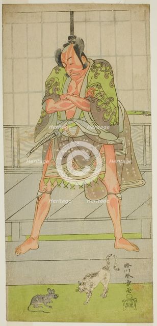 The Actor Ichikawa Danjuro V as the Yakko Matsueda Sakinosuke in the Play Keisei Momiji..., c. 1772. Creator: Shunsho.