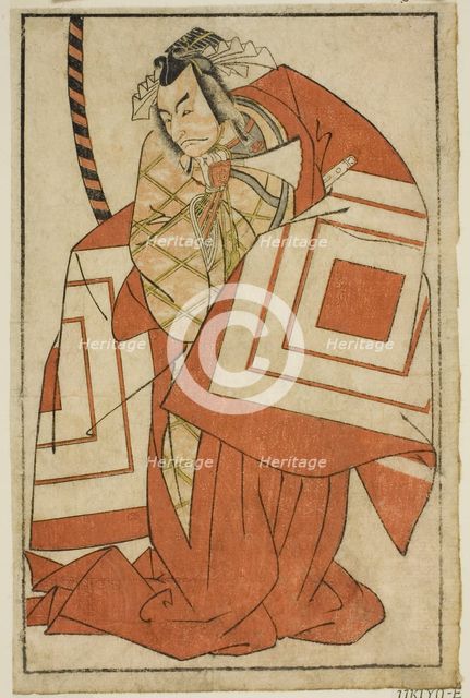 The Actor Ichikawa Danjuro V as Watanabe Kiou Takiguchi (?) in the Play Nue no Mori..., c. 1770. Creator: Shunsho.