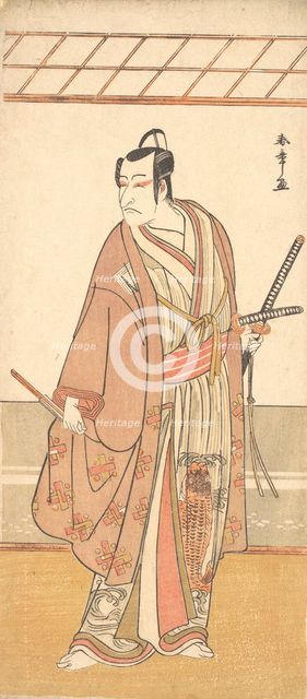 The Actor Ichikawa Danjuro V as a Samurai Attired in a Purple Haori (Coat), ca. 1778. Creator: Shunsho.