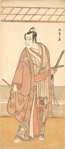 The Actor Ichikawa Danjuro V as a Samurai Attired in a Purple Haori (Coat), ca. 1778. Creator: Shunsho