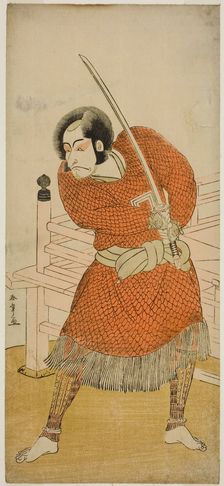 The Actor Ichikawa Danjuro V as Abe no Sadato in the Play Oshu Adachi ga Hara, Performed..., c.1777. Creator: Shunsho