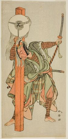 The Actor Ichikawa Danjuro V as Atomi no Ichii in the Play Miya-bashira Iwao no Butai..., c. 1773. Creator: Shunsho