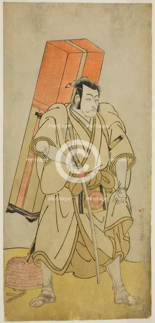 The Actor Ichikawa Danjuro V as Godai Saburo Masazumi Disguised as Rokuju-rokubu in the..., c. 1776. Creator: Shunsho.