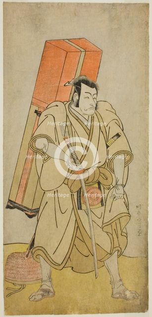 The Actor Ichikawa Danjuro V as Godai Saburo Masazumi Disguised as Rokuju-rokubu in the..., c. 1776. Creator: Shunsho.