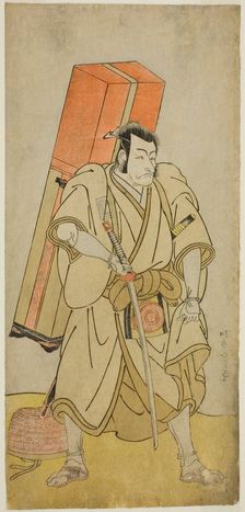 The Actor Ichikawa Danjuro V as Godai Saburo Masazumi Disguised as Rokuju-rokubu in the..., c. 1776. Creator: Shunsho