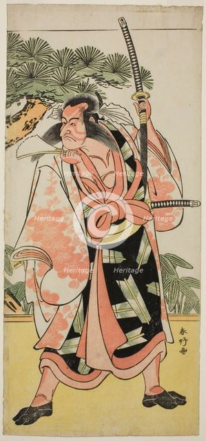 The Actor Ichikawa Danjuro V as Kajiwara Genta Kagesue in the Play Yuki Nazuna Saiwai..., c 1787. Creator: Katsukawa Shunko.