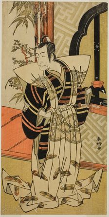 The Actor Ichikawa Danjuro V as Kajiwara Heiji (?) in the Play Hiragana Seisuiki (?)...), c. 1776. Creator: Katsukawa Shunko