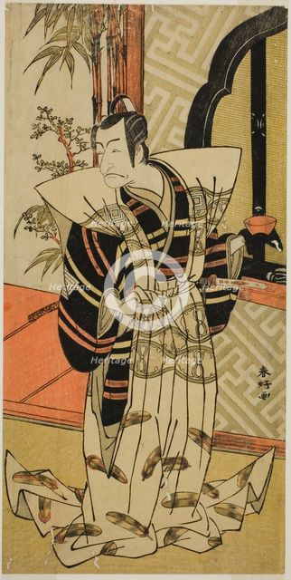 The Actor Ichikawa Danjuro V as Kajiwara Heiji (?) in the Play Hiragana Seisuiki (?)...), c. 1776. Creator: Katsukawa Shunko.