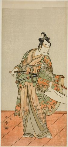 The Actor Ichikawa Danjuro V as Kudo Kanaishi (?) in the Play Izu-goyomi Shibai no..., c. 1772. Creator: Shunsho