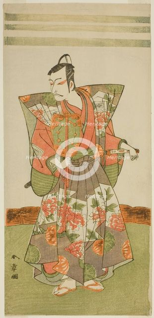 The Actor Ichikawa Danjuro V as Kudo Kanaishi in the Play Izu-goyomi Shibai no Ganjitsu..., c. 1772. Creator: Shunsho.