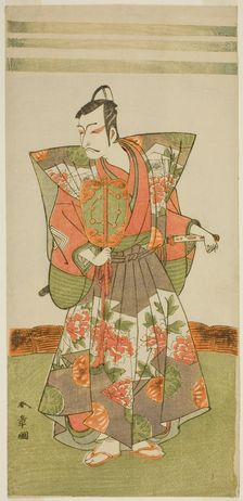 The Actor Ichikawa Danjuro V as Kudo Kanaishi in the Play Izu-goyomi Shibai no Ganjitsu..., c. 1772. Creator: Shunsho