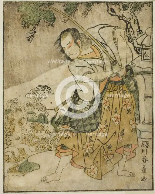 The Actor Ichikawa Danjuro V as Ogata no Sabura (?) in the Play Nue no Mori Ichiyo no..., c. 1772. Creator: Shunsho.