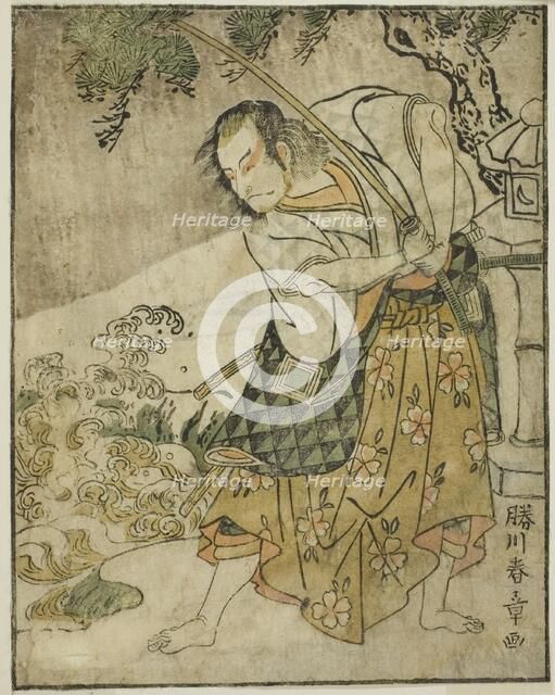 The Actor Ichikawa Danjuro V as Ogata no Sabura (?) in the Play Nue no Mori Ichiyo no..., c. 1772. Creator: Shunsho.