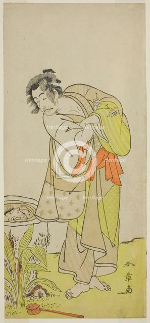 The Actor Ichikawa Danjuro V as Soga no Dozaburo (?) in the Play Shida Yuzuriha Horai..., c. 1775. Creator: Shunsho.