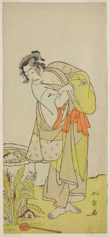 The Actor Ichikawa Danjuro V as Soga no Dozaburo (?) in the Play Shida Yuzuriha Horai..., c. 1775. Creator: Shunsho