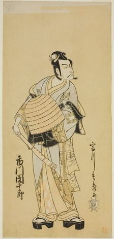 The Actor Ichikawa Danjuro V as Soga no Goro Disguised as a Komuso in the Play..., c. 1771. Creator: Shunsho