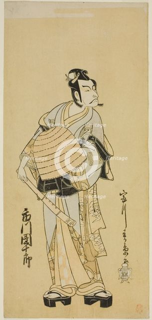 The Actor Ichikawa Danjuro V as Soga no Goro Disguised as a Komuso in the Play..., c. 1771. Creator: Shunsho.