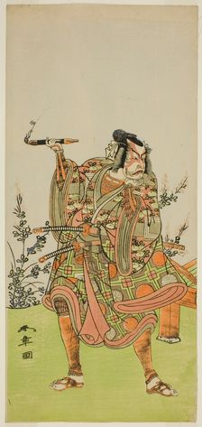 The Actor Ichikawa Danzaburo II as Usui no Sadamitsu (?) in the Play Edo Katagi Hikeya..., c. 1772. Creator: Shunsho