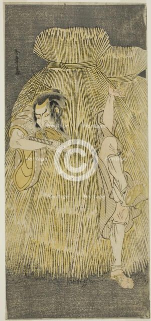 The Actor Ichikawa Danzo IV Doing a Quick Change Between the Roles of Sadakuro and Yoic..., c. 1781. Creator: Shunsho.