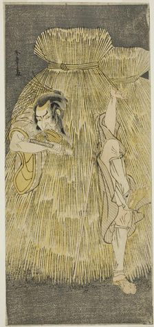 The Actor Ichikawa Danzo IV Doing a Quick Change Between the Roles of Sadakuro and Yoic..., c. 1781. Creator: Shunsho