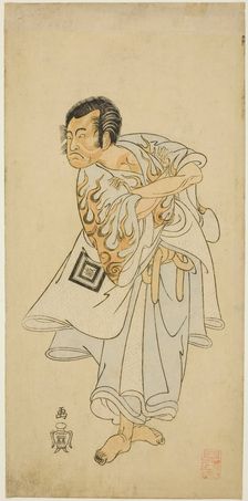 The Actor Ichikawa Danzo III as the holy hermit Narukami in the play "Narukami", perfor..., c. 1768. Creator: Shunsho