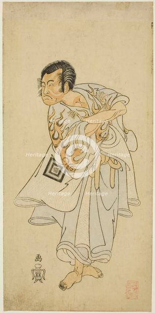 The Actor Ichikawa Danzo III as the holy hermit Narukami in the play "Narukami", perfor..., c. 1768. Creator: Shunsho.