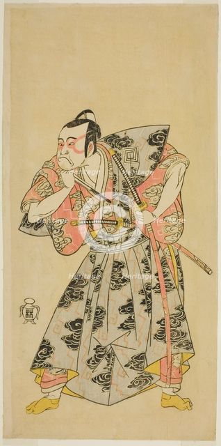 The Actor Ichikawa Danzo III as Fuwa Banazemon in the Play Date Moyo Kumo ni Inazuma..., c. 1768. Creator: Shunsho.