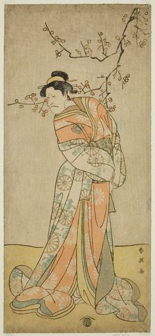 The Actor Ichikawa Ebizo (Danjuro V) as the Lady-in-Waiting Iwafuji in the Play Gozen..., c. 1793. Creator: Katsukawa Shun'ei