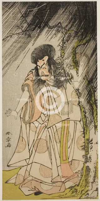 The Actor Ichikawa Ebizo III as the Thunder God, an Incarnation of Sugawara Michizane ..., c. 1776. Creator: Shunsho.