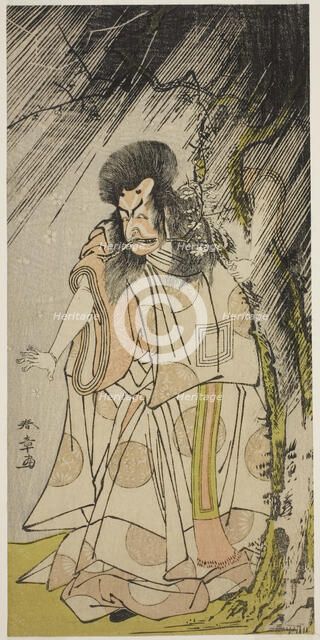 The Actor Ichikawa Ebizo III as the Thunder God, an Incarnation of Sugawara Michizane ..., c. 1776. Creator: Shunsho.