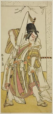 The Actor Ichikawa Ebizo III as Matsuo-maru in the Play Sugawara Denju Tenarai Kagami..., c. 1776. Creator: Shunsho