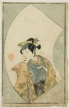 The Actor Ichikawa Kodanji II, from "A Picture Book of Stage Fans (Ehon butai ogi)", Japan, 1770. Creator: Shunsho