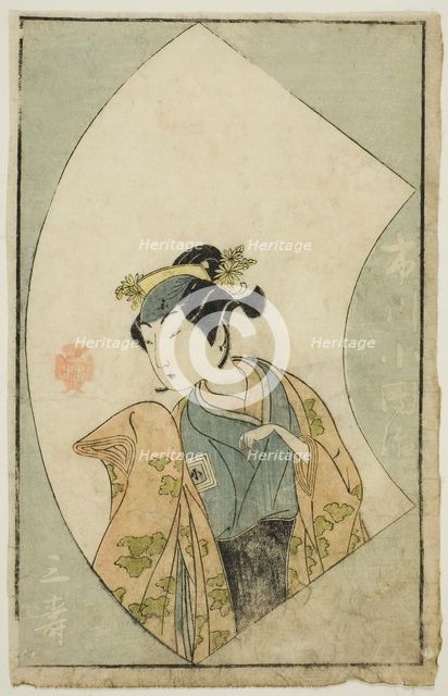 The Actor Ichikawa Kodanji II, from "A Picture Book of Stage Fans (Ehon butai ogi)", Japan, 1770. Creator: Shunsho.