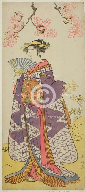The Actor Ichikawa Komazo II as the Spirit of Lady Shiragiku in the Play Hatsu Midori..., c. 1791. Creator: Katsukawa Shun'ei.