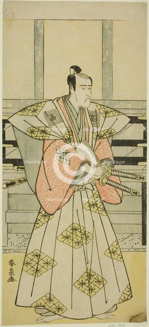 The Actor Ichikawa Komazo III as Fuji Sakon (?) in the Play Egara Tenjin Risho Kagami..., c. 1789. Creator: Katsukawa Shunsen.