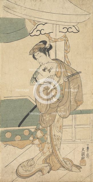 The Actor Ichikawa Uzayemon IX 1724-1785 in a Female Role. Creator: Ippitsusai Buncho.