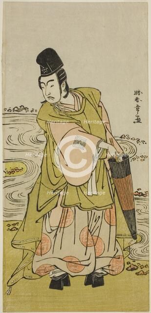 The Actor Ichikawa Yaozo II as Shii no Shosho Okinori in the Play Sugata no Hana Yuki..., c. 1776. Creator: Shunsho.