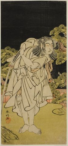 The Actor Ichikawa Yaozo II as Soga no Dozaburo (?) in the Play Kamuri Kotoba Soga no..., c1776. Creator: Katsukawa Shunko