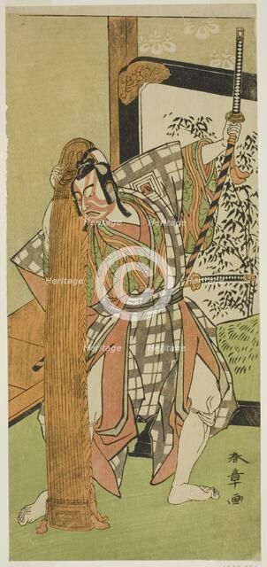 The Actor Ichikawa Yaozo II as Yoshimine no Munesada in the Play Kuni no Hana Ono no..., c. 1771. Creator: Shunsho.