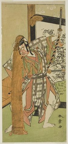 The Actor Ichikawa Yaozo II as Yoshimine no Munesada in the Play Kuni no Hana Ono no..., c. 1771. Creator: Shunsho