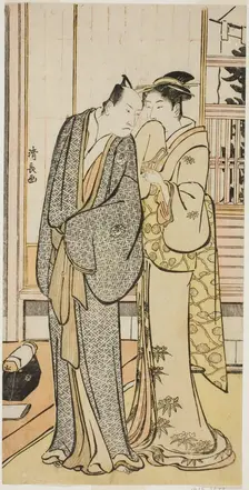 The Actor Ichikawa Yaozo III with a geisha, from an untitled series of prints showing...c1783/84. Creator: Torii Kiyonaga