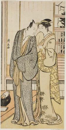 The Actor Ichikawa Yaozo III with a geisha, from an untitled series of prints showing...c1783/84. Creator: Torii Kiyonaga