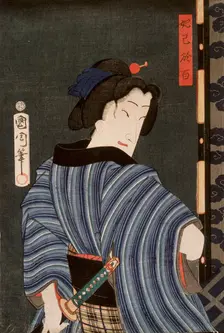 The Actor Ichimura Kakitsu IV in a Female Role, between circa 1863 and circa 1868. Creator: Toyohara Kunichika